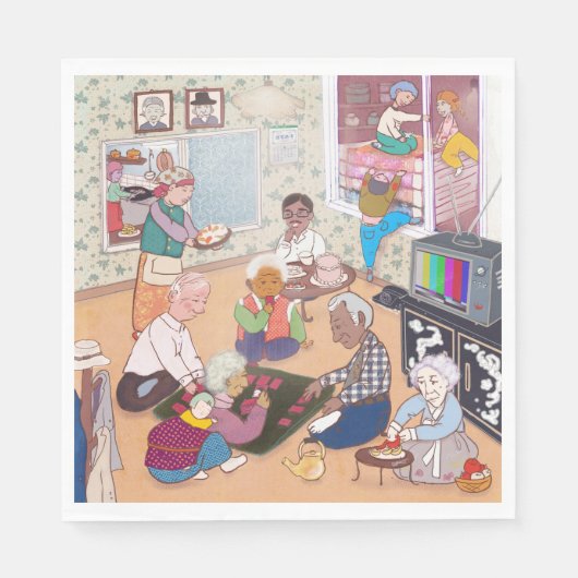 Vintage Family Art Napkin スタンダードランチョンナプキン (正面)