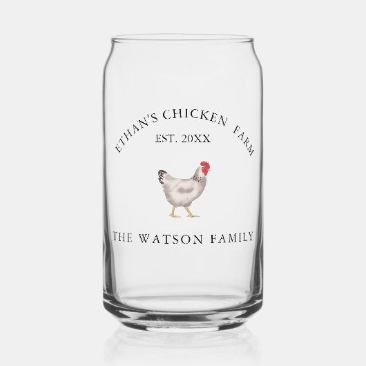  vintage Family Chicken Farm Business ガラス缶 (正面)