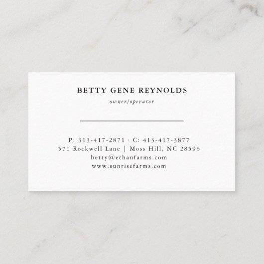 vintage Family Chicken Farm Business 名刺 (裏面)