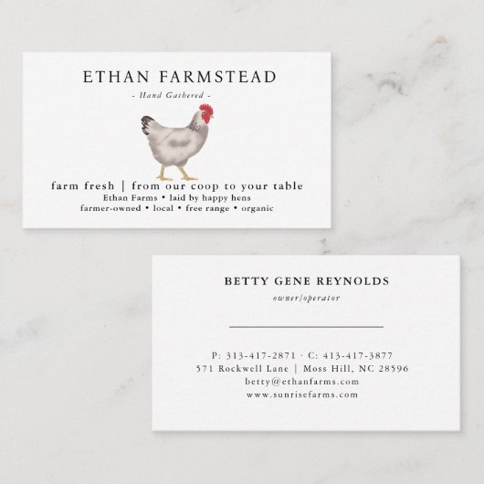 vintage Family Chicken Farm Business 名刺 (正面/裏面)