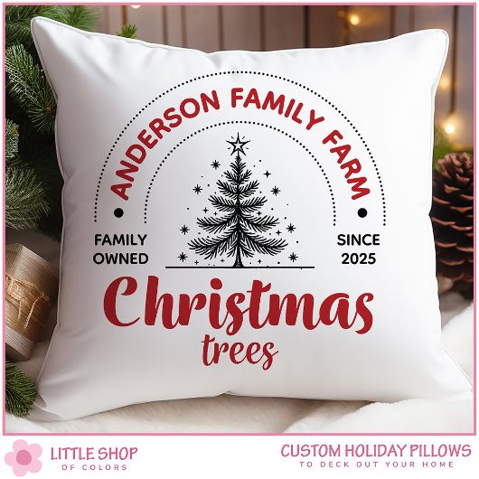 Vintage Family Farm Christmas Trees Customizable クッション