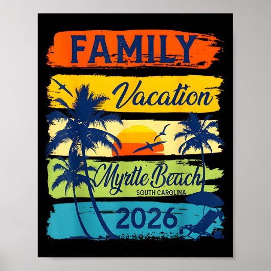 Vintage Family Vacation Myrtle-beach 2026 Matching ポスター (正面)