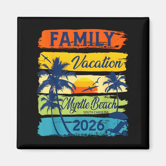 Vintage Family Vacation Myrtle-beach 2026 Matching マグネット (正面)
