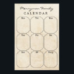 Vintage Family Weekly Calendar Wall Schedule ポスター<br><div class="desc">A vintage style weekly calendar. Great sizes to hang on the wall for family schedules. To use with a dry erase pen, be sure to place in a frame with glass or plexiglass. Dry erase markers will wipe off of the glass or plexi surface. Do not write directly on the...</div>