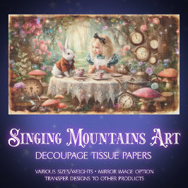 Vintage Fantasy Alice Tea Party Decoupage 薄葉紙