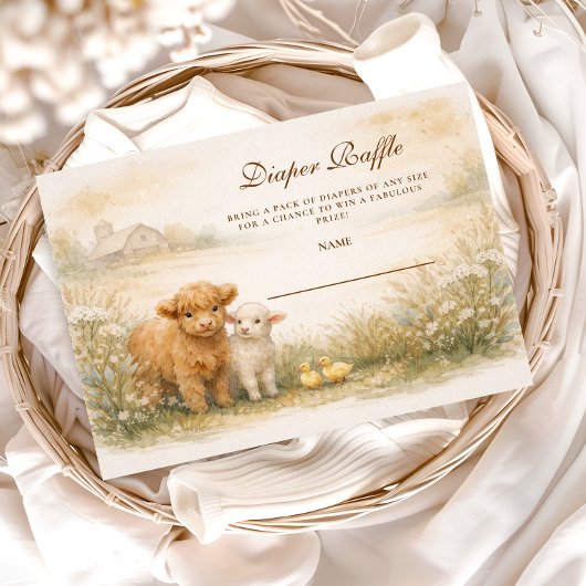 Vintage Farm Animals Meadow Diapper Raffle エンクロージャーカード