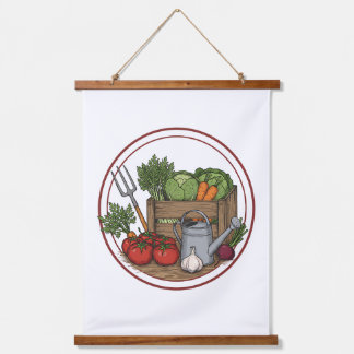 Vintage Farm Fresh Vegetable Crate Poster | Rustic 吊り下げ型タペストリー