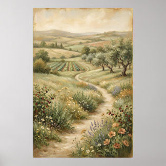 Vintage Farm Landscape Wall Art Poster ポスター