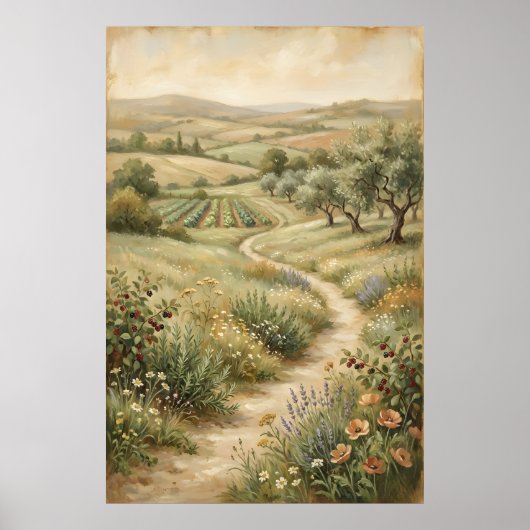 Vintage Farm Landscape Wall Art Poster ポスター (正面)