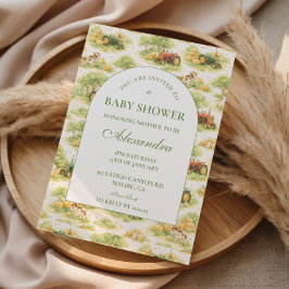 Vintage Farm Tractor Countryside Baby Shower 招待状