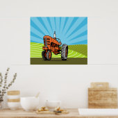 vintage farm tractor poster ポスター (キッチン)