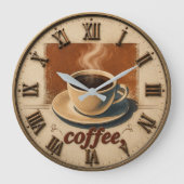 Vintage Farmhouse Coffee Bar ラージ壁時計 (正面)