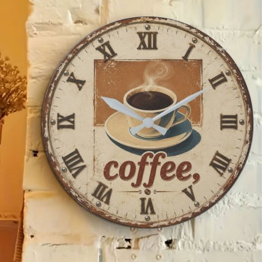 Vintage Farmhouse Coffee Bar ラージ壁時計