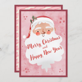 Vintage Farmhouse Pink Script Santa Clause  シーズンカード
