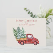 Vintage Farmhouse Red Black Buffalo Check Truck シーズンカード (スタンド正面)