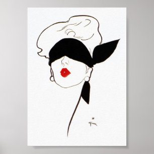 Vintage Fashion Illustration Blindfold Minimalist ポスター