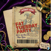 Vintage Fat Tuesday Party Ticket | Mardi Gras 招待状