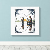 Vintage Father and Child Fishing Engraving Shirt D キャンバスプリント (インサイチュ (ウッドフロア))