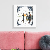 Vintage Father and Child Fishing Engraving Shirt D キャンバスプリント (インサイチュ (リビング))