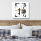 Vintage Father and Child Fishing Engraving Shirt D キャンバスプリント (インサイチュ (寝室))