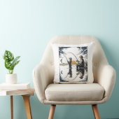 Vintage Father and Child Fishing Engraving Shirt D クッション (椅子)