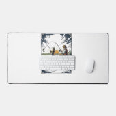 Vintage Father and Child Fishing Engraving Shirt D デスクマット (キーボード&マウス)