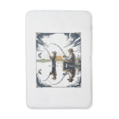 Vintage Father and Child Fishing Engraving Shirt D バスマット (正面縦)