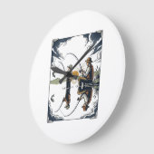 Vintage Father and Child Fishing Engraving Shirt D ラージ壁時計 (傾斜)