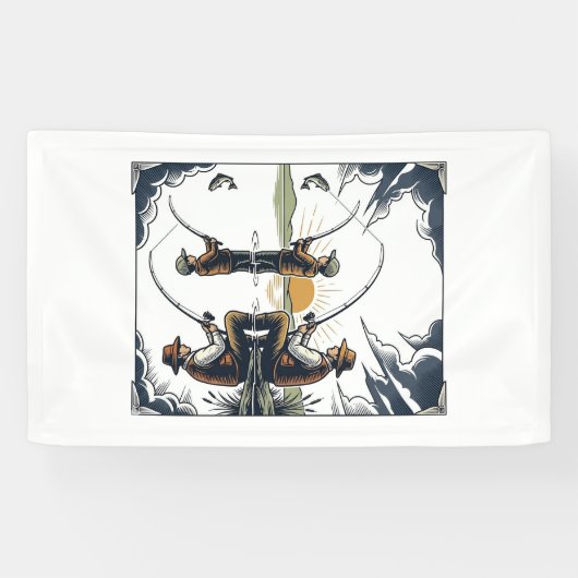 Vintage Father and Child Fishing Engraving Shirt D 横断幕 (横)