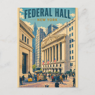 Vintage Federal Hall Manhattan New York Travel ポストカード