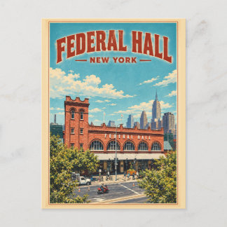 Vintage Federal Hall Manhattan New York Travel ポストカード