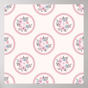 Vintage feedsack pattern in small flowers. Millefl ポスター