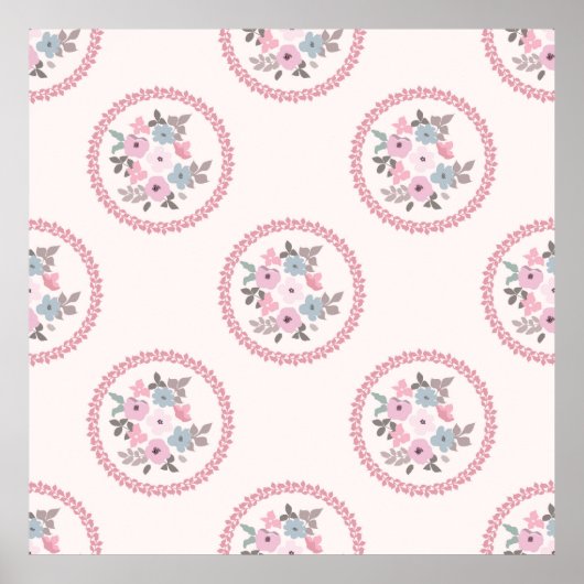 Vintage feedsack pattern in small flowers. Millefl ポスター (正面)