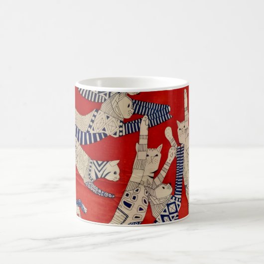 Vintage Feline Fabric Mug コーヒーマグカップ (中央)