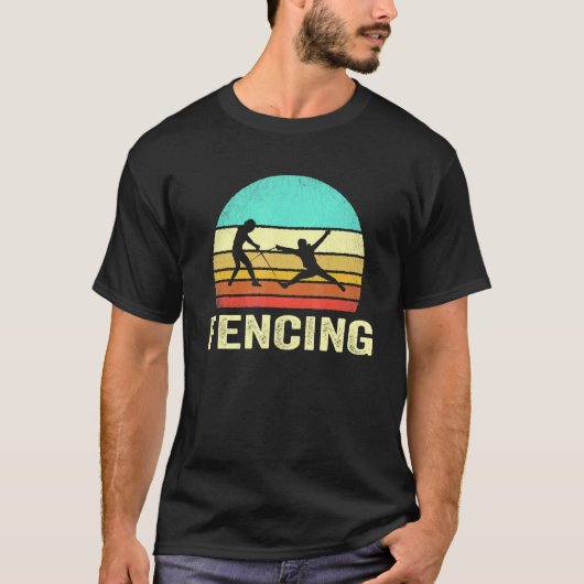Vintage Fencing Fencer Sunset Tシャツ (正面)