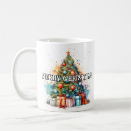 Vintage Festive Merry Christmas Tree コーヒーマグカップ