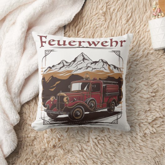 Vintage Feuerwehrfahrzeug - Retro Design クッション (ブランケット)