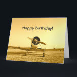 Vintage Fighter Airplane Yellow Birthday Big カード<br><div class="desc">Photography image of a golden sky and airplane,  part of my vintage/antique airplane series. Use this design,  edit it,  or fully customize one of your own. Image copyright Melissa Reese Peterson,  all rights reserved. Thank you,  enjoy!</div>
