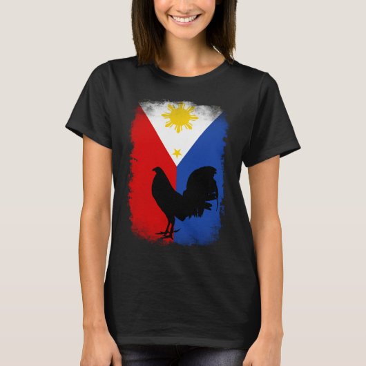 Vintage Filipino Philippines flag game fowl rooste Tシャツ (正面)