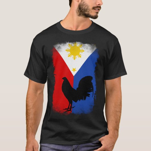 Vintage Filipino Philippines flag game fowl rooste Tシャツ (正面)