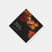 Vintage Fine Art Dark Floral Wedding スタンダードカクテルナプキン (角)