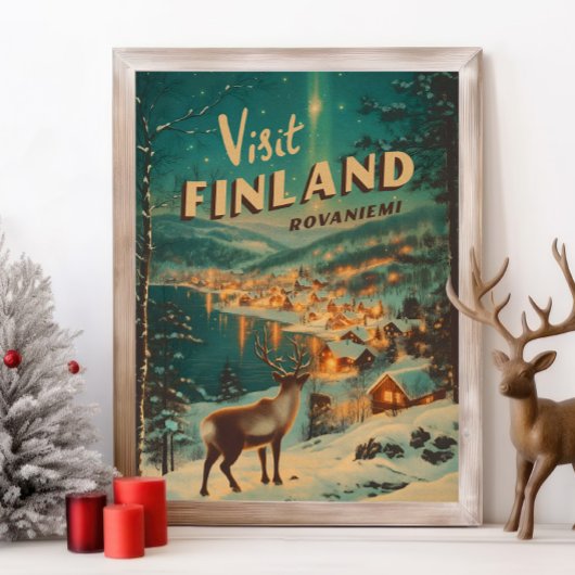 Vintage Finland Rovaniemi Reindeer ポスター
