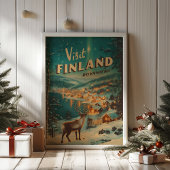 Vintage Finland Rovaniemi Reindeer ポスター
