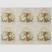 Vintage First Holy Communion Chalice White Lilies 薄葉紙 (正面)