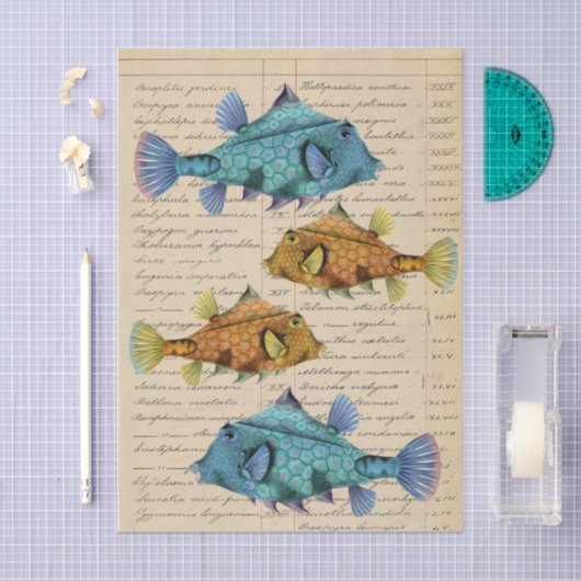 Vintage Fish decoupage 薄葉紙 (クラフト)