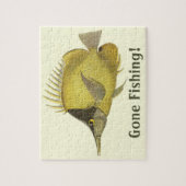 Vintage Fish, Yellow Tropical Chelmon Longirostris ジグソーパズル (縦)