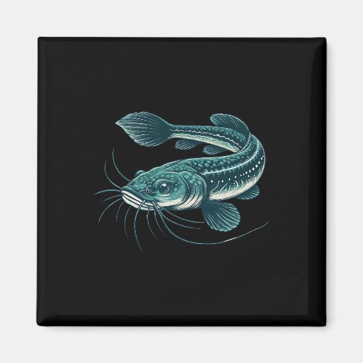 Vintage Fishing Artwork Walking Catfish  マグネット (正面)