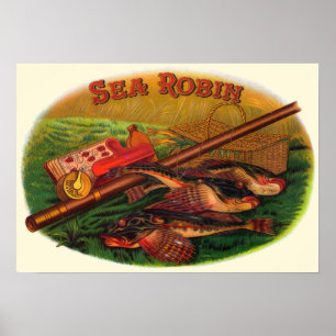 Vintage Fishing Gear Cigar Label Art, Sea Robin ポスター