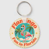 Vintage Flamingo Fun in Florida Beach キーホルダー (裏面)