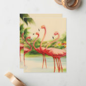 Vintage Flamingos ノートカード (正面/裏面インサイチュ)
